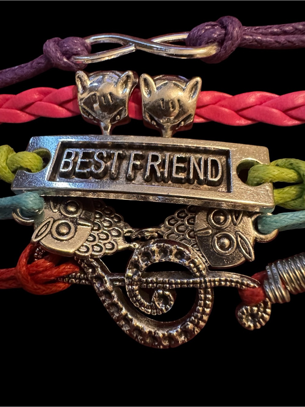 Colorful Best Friend Multi Strand Bracelet w Charms - Picture 3 of 7